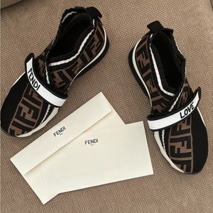 Fendi Rockoko FF Knit Sneakers - Size 37 EU (Size 7.5 US) Two-Toned Running Shoe